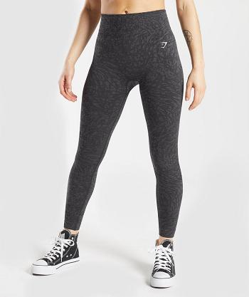 Legginsy Damskie Gymshark Adapt Animal Seamless Czarne | PL 2202YXF